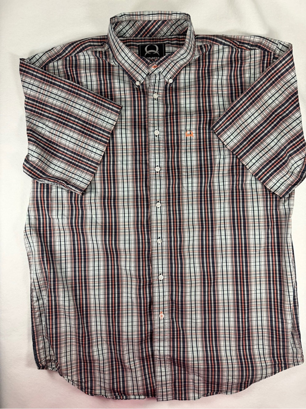 Cinch Men's Short-Sleeve Button-Down Plaid Shirt - White, Black, Red